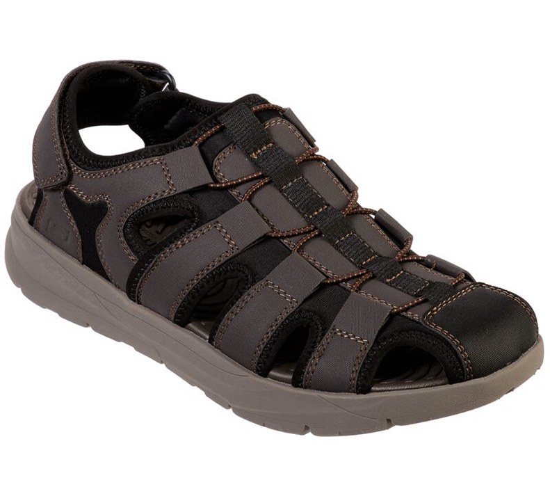 Skechers Herr Choklad Sandaler - Relaxed Fit: Relone - Henton - Sverige (LQOGW-6498)